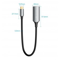 Кабель Type-C-HDMI 2.0 Vention Thunderbolt 3/4 4K 60Hz 2K 120Hz Cotton Braided 0.25m Grey (CREBC)