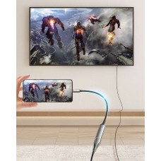 Кабель Type-C-HDMI 2.0 Vention Thunderbolt 3/4 4K 60Hz 2K 120Hz Cotton Braided 0.25m Grey (CREBC)