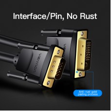 Кабель DVI-I-VGA (24+5) Vention 1080P 60Hz gold-plated 10m Black (EAC-G)