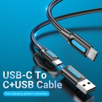 Кабель 2 в 1 USB-Type-C Vention PVC PD 60W 3A 480Mbps nickel-plated 0.5m Black (CQLBD)
