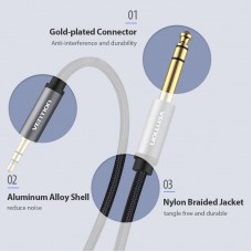 Кабель Audio 6.35мм-3.5мм Vention F/F Nylon Braided gold-plated 2m Black (BAIBH)