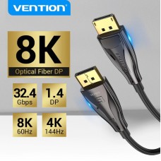 Кабель DisplayPort-DisplayPort v1.4 Vention Optical Zinc PVC 8K 60Hz 4K 144Hz 2K 165Hz 32Gbps 20m Black (HCBBQ)