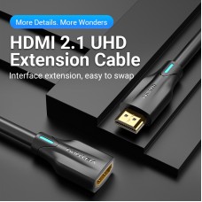 Удлинитель HDMI-HDMI v.2.1 Vention F/M PVC Shell 8K 60Hz 4K 120Hz 48Gbps gold-plated 0.5m Black (AHB
