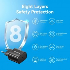 Сетевое зарядное устройство Vention 1Type-C 20W 3A + USB-C cable М-М Black