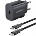 Сетевое зарядное устройство Vention 1Type-C 20W 3A + USB-C cable М-М Black
