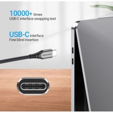 Кабель Type-C-Type-C Vention TPE Nylon PD 60W 3A 480Mps nickel-plated 0.5m Grey (TADHD)
