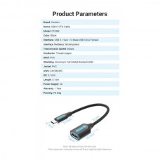 Кабель Vention USB 3.1 Type-C-USB 5Gbps 2A 0.15m PVC Black (CCVBB)