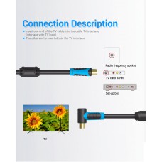 Кабель Coaxial Vention антенный F/F угол 90 1m gold-plated Black (VAV-A02-B100)