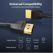 Кабель HDMI-HDMI v.2.0 Vention Portable PVC Shell 4K 60Hz 18Gbps gold-plated 2m Black (AAIBH)