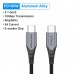 Кабель Type-C-Type-C 3.1 Gen2 Vention TPE Nylon Thunderbolt 3 4K 60Hz PD 100W 5A 10Gbps nickel-plated 0.5m Grey (TAHHD)