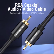 Кабель Audio RCA-RCA Vention F/F 26К gold-plated 26 AWG 2m Black (VAB-R09H)