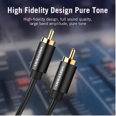 Кабель Audio RCA-RCA Vention F/F 26К gold-plated 26 AWG 2m Black (VAB-R09H)