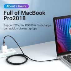 Кабель Type-C-Type-C Vention TPE Nylon PD 100W 5A 480Mbps nickel-plated 0.5m Grey (TAEHD)
