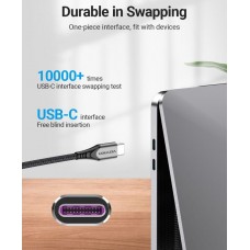 Кабель Type-C-Type-C Vention TPE Nylon PD 100W 5A 480Mbps nickel-plated 0.5m Grey (TAEHD)