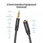 Удлинитель Audio Aux 3.5мм-3.5мм Vention mic Cotton F/M gold-plated 1.5m Black (BHCBG)