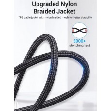 Кабель 2 в 1 USB-MicroUSB-Lightning Vention TPE Nylon MFi C89 2.4А 480Mbps nickel-plated 1m Black (C
