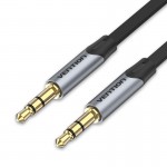 Кабель Audio Aux 3.5мм-3.5мм Vention M/M Flat TPE gold-plated 1.5m Black (BAPHG)