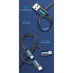 Кабель 3 в 1 USB-MicroUSB-Type-C-MiniUSB Vention PVC 2А 480Mbps nickel-plated 0.5m Black (CQIBD)