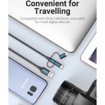 Кабель 3 в 1 USB-MicroUSB-Type-C-MiniUSB Vention PVC 2А 480Mbps nickel-plated 0.5m Black (CQIBD)