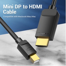 Кабель MiniDisplayPort-HDMI v.1.4 Vention 4K 30Hz gold-plated 3m Black (HAHBI)