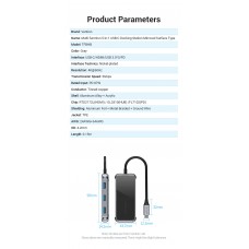 USB HUB Vention 5 в 1 Type-C-HDMI-USB-PD 3USB 3.0 4K 60Hz 87W 0.15m Black (TFBHB)