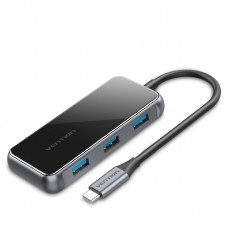 USB HUB Vention 5 в 1 Type-C-HDMI-USB-PD 3USB 3.0 4K 60Hz 87W 0.15m Black (TFBHB)