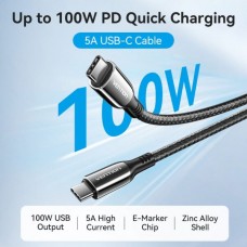 Кабель Type-C-Type-C Vention Zinc Alloy Shell E-Marker Chip 100W 5A 480Mbps 1.2m Black (CTKBAV)
