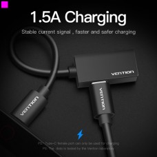 Адаптер Type-C-3.5мм Vention CTIA-OMTP с блоком питания 0.1m Black (BGGBA)