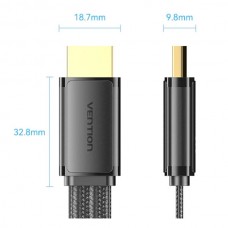 Кабель Vention HDMI-HDMI v2.1 8K 60Hz 4K 144Hz 2K 240Hz QFT 48Gbps 2m Flat Cotton Black (ALKBH)