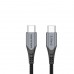 Кабель Type-C-Type-C 3.1 Gen2 Vention TPE Nylon Thunderbolt 3 4K 60Hz PD 100W 5A 10Gbps nickel-plated 1m Grey (TAHHF)