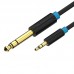 Кабель Audio 6.35мм-3.5мм Vention F/F PVC Shell gold-plated 5m Black (BABBJ)