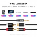 Кабель Audio 3.5мм-2RCA Vention M/F 24К gold-plated 26 AWG 0.3m Black (VAB-R02-B030)