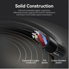 Кабель Audio 3.5мм-3.5мм Vention TRS 2xM/F Cotton Braided 0.3m Black (BHFBY)
