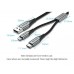 Кабель 2 в 1 USB-MicroUSB-Type-C Vention Nylon 2.4А 480Mbps nickel-plated 1m Grey (CQGHF)