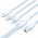 Кабель 3 в 1 USB-MicroUSB-Type-C-Lightning Vention PVC Cotton Braided PD 60W 3А 480Mbps 1.5m Blue (CTPLG)