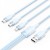 Кабель 3 в 1 USB-MicroUSB-Type-C-Lightning Vention PVC Cotton Braided PD 60W 3А 480Mbps 1.5m Blue (CTPLG)