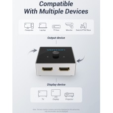 Сплиттер Video 2 In 1 HDMI-HDMI v.2.0 Vention F/2xF 4k 60Hz gold-plated Black (AFLI0)