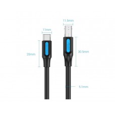 Кабель Type-C-Type-B 3.0 Vention PVC 0.5m 5Gbps Black (CQVBD)