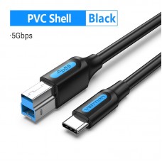 Кабель Type-C-Type-B 3.0 Vention PVC 0.5m 5Gbps Black (CQVBD)