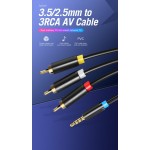 Кабель Audio 3.5мм-3RCA Vention F/F 24К gold-plated PVC Shell 1.5m Black (BCBBG) Кабель Audio 3.5мм-3RCA Vention F/F 24К gold-plated PVC Shell 1.5m Black (BCBBG)
