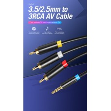 Кабель Audio 3.5мм-3RCA Vention F/F 24К gold-plated PVC Shell 1.5m Black (BCBBG)