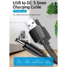 Кабель USB-DC3.5mm Vention PVC 5V 2A 1m Black (CEXBF)