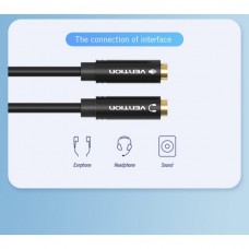 Кабель Audio 3.5мм-3.5мм Vention 4pin 2xF/M TPE headset+earphone 0.3m Black (BBVBY)