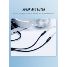Кабель Audio 3.5мм-3.5мм Vention 4pin 2xF/M TPE headset+earphone 0.3m Black (BBVBY)