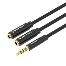 Кабель Audio 3.5мм-3.5мм Vention 4pin 2xF/M TPE headset+earphone 0.3m Black (BBVBY)
