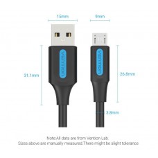 Кабель USB-MicroUSB Vention PVC 3A 480Mbps nickel-plated 2m Grey (COLBH)
