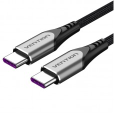 Кабель Type-C-Type-C Vention TPE Nylon PD 100W 5A 480Mbps nickel-plated 1.5m Grey (TAEHG)
