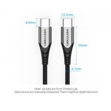 Кабель Type-C-Type-C Vention TPE Nylon PD 100W 5A 480Mbps nickel-plated 1.5m Grey (TAEHG)