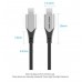 Кабель Type-C-Type-C 3.1 Vention TPE Nylon Thunderbolt 3 4K 60Hz PD 60W 3A 5Gbps nickel-plated 1m Grey (TAAHF)
