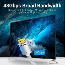 Кабель Vention HDMI-HDMI V2.1 (M/M) Cotton Braided 8K 60Hz 4K 120Hz 48Gbps 3m Silver (ALCII)